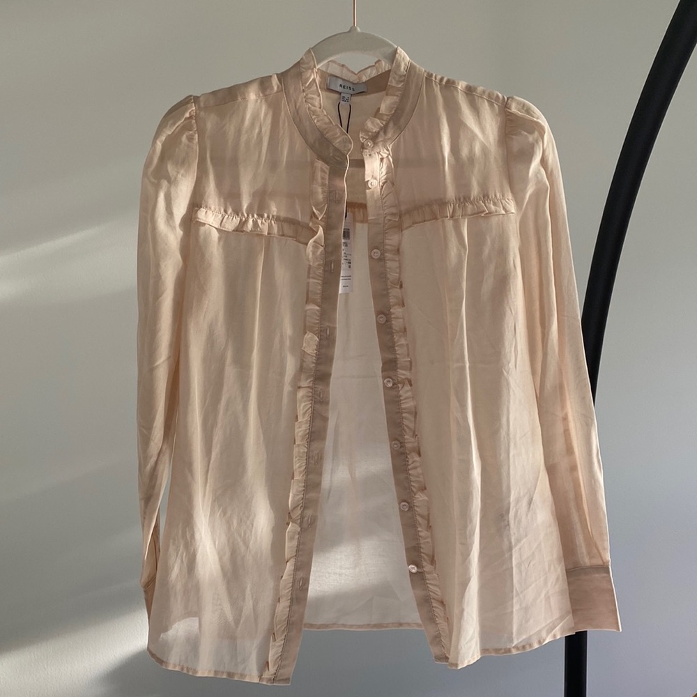 Reiss ruffle detail sheet blouse